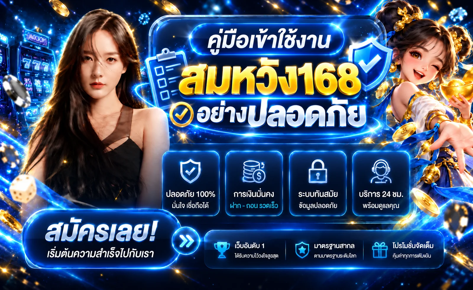สมหวัง168 คู่มือเข้าใช้งาน ตรวจทางเข้าและล็อกอิน